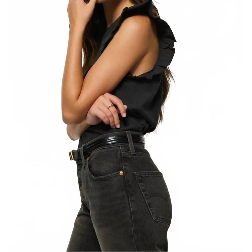 NEW NATION LTD paulette ruffle tank top in jet black - Picture 3 of 3